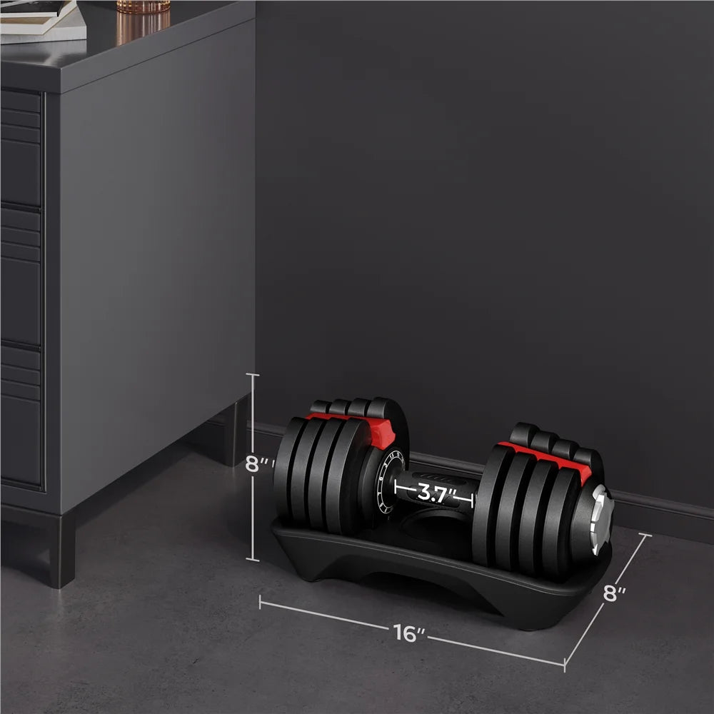 Adjustable 40 lb Dumbbell Set with Anti-Slip Handle and Storage Tray, Black