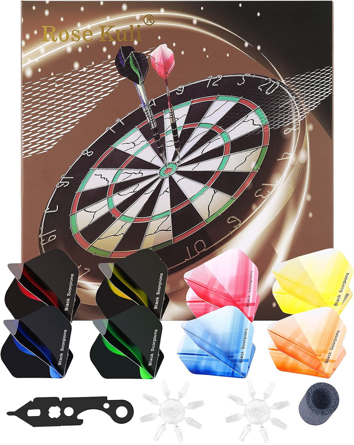 Professional Steel Tip Darts Set - 12 Pack, 24g Metal Darts with 20 Flights (4 Styles) and 12 Aluminum Shafts