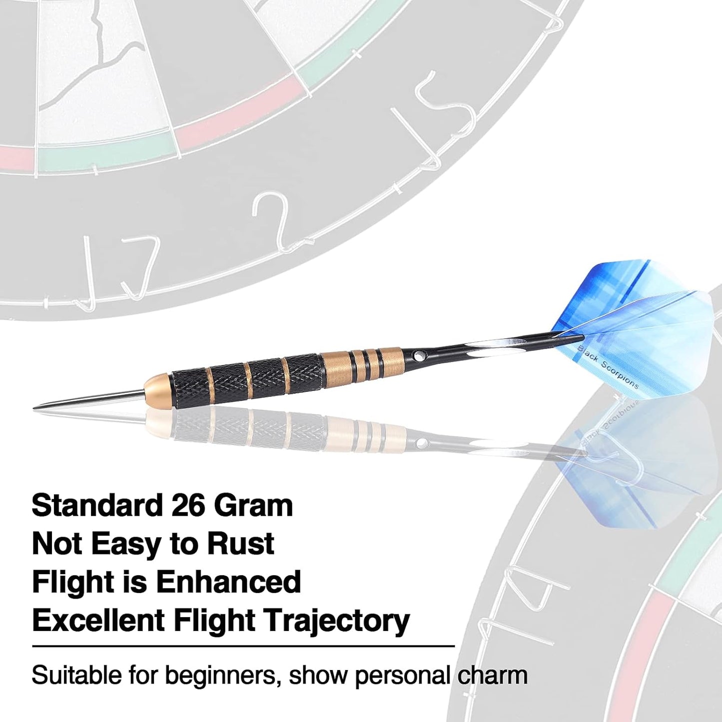 Professional Steel Tip Darts Set - 12 Pack, 24g Metal Darts with 20 Flights (4 Styles) and 12 Aluminum Shafts