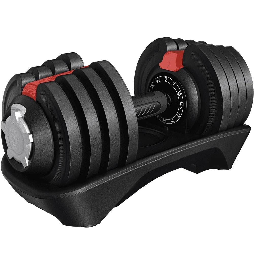 Adjustable 40 lb Dumbbell Set with Anti-Slip Handle and Storage Tray, Black