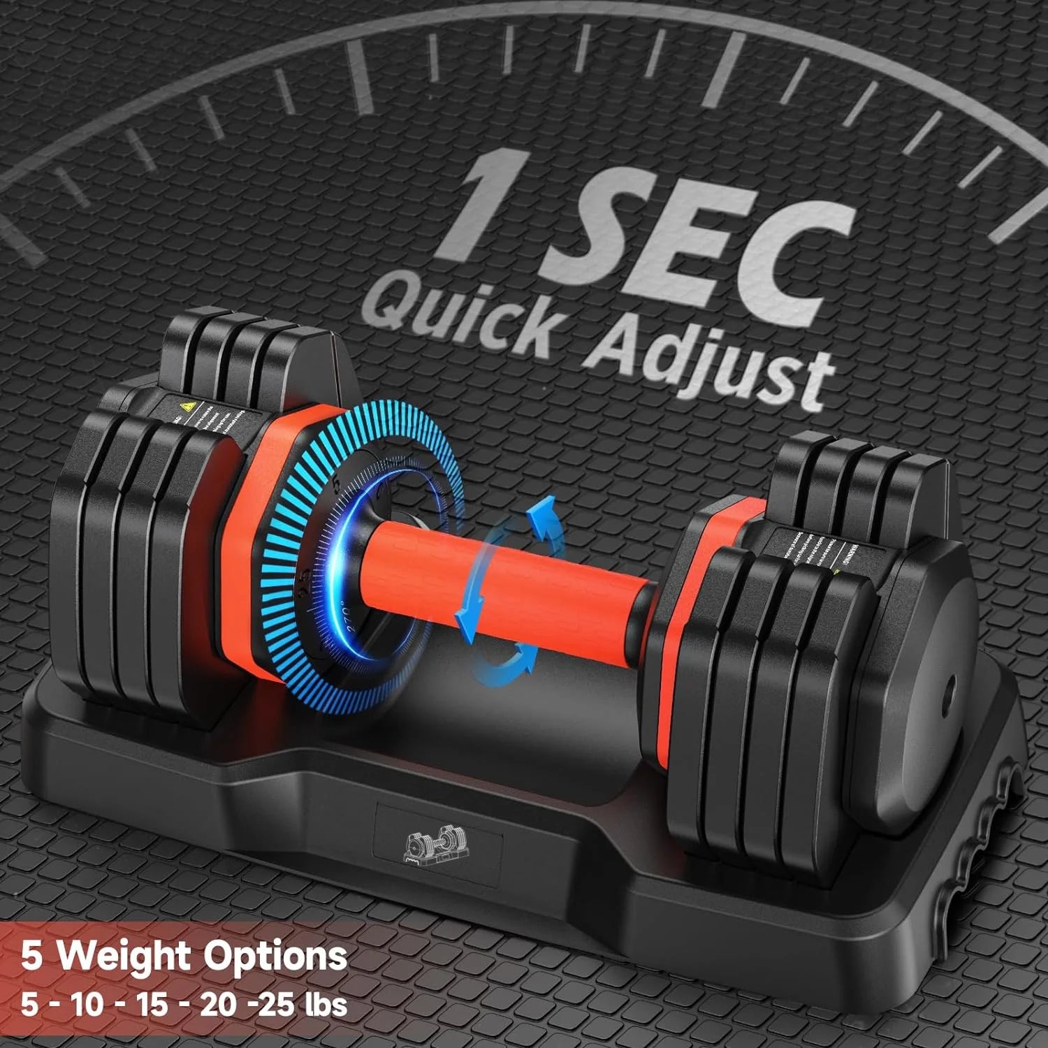 Adjustable Dumbbell Set - 25LB Pair with 5 Weight Options (5/10/15/20/25LB) and Anti-Slip Handle for Home Gym Fitness
