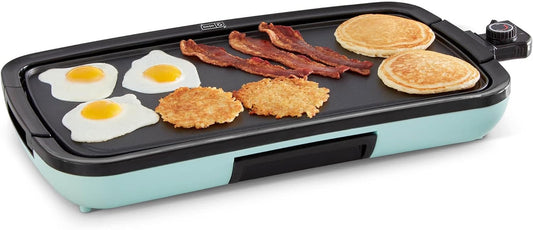 DASH Deluxe Everyday Electric Griddle with Removable Nonstick Cooking Plate, Dishwasher Safe, Includes Drip Tray and Recipe Book, 20” x 10.5”, 1500-Watt - Aqua