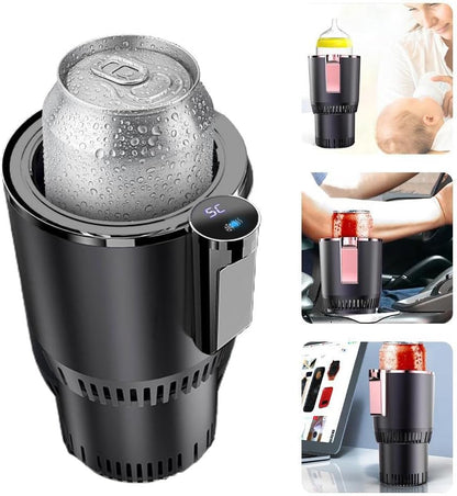 2-in-1 Smart Car Beverage Warmer and Cooler with Auto Insulation for Optimal Temperature Management (Black)