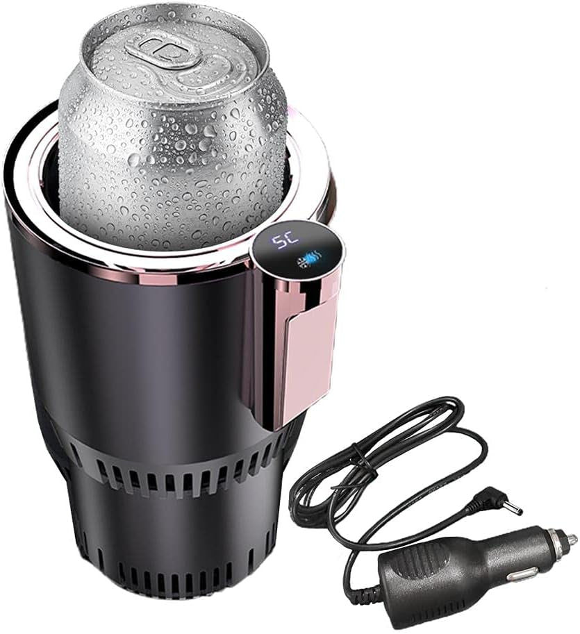 2-in-1 Smart Car Beverage Warmer and Cooler with Auto Insulation for Optimal Temperature Management (Black)