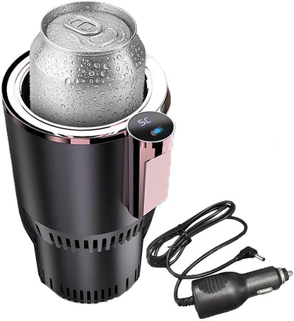 2-in-1 Smart Car Beverage Warmer and Cooler with Auto Insulation for Optimal Temperature Management (Black)