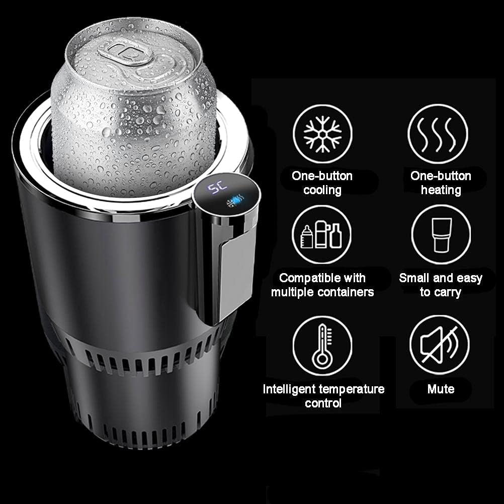 2-in-1 Smart Car Beverage Warmer and Cooler with Auto Insulation for Optimal Temperature Management (Black)