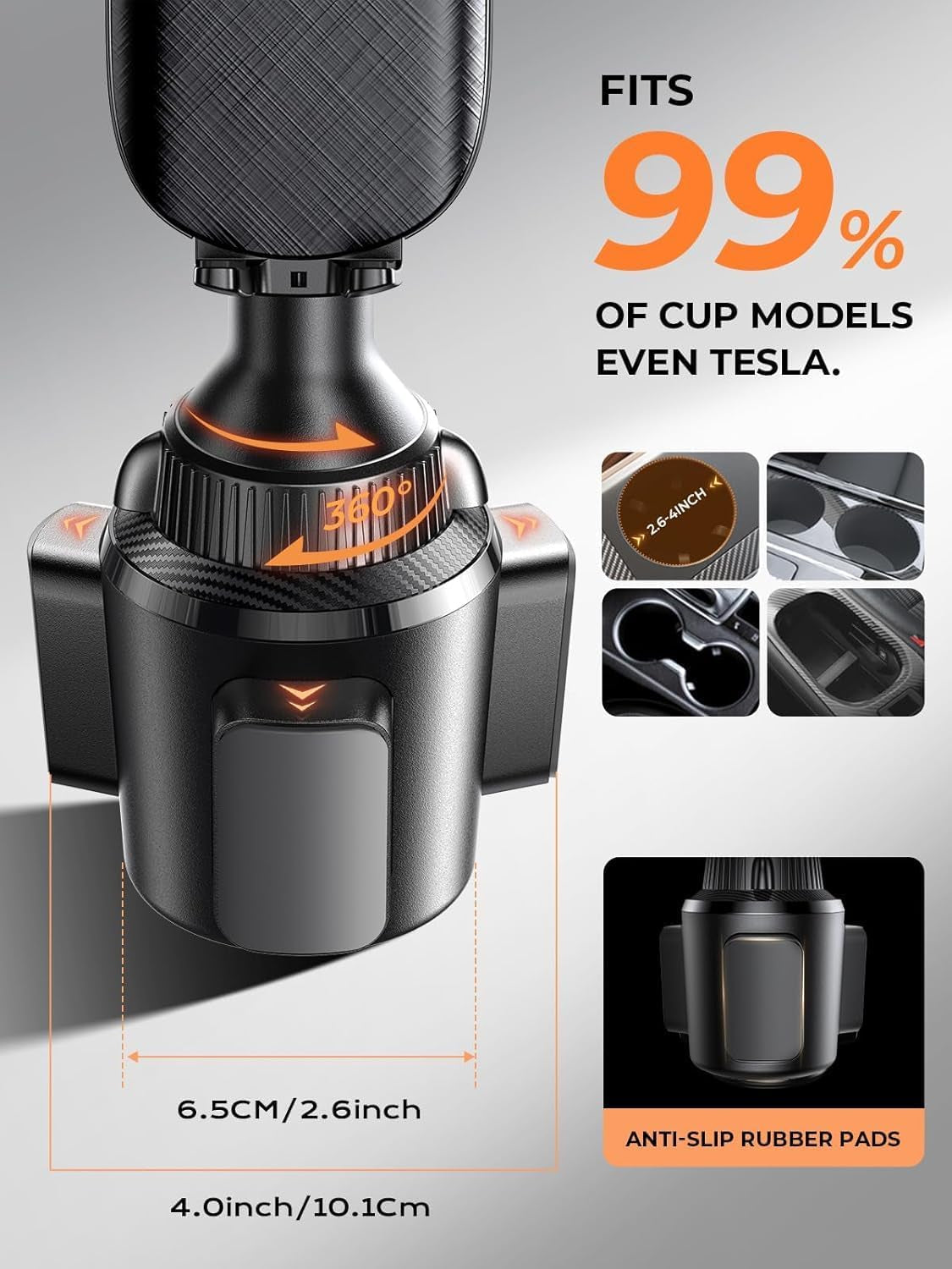 LISEN Vehicle Cup Holder Phone Mount - Secure and Stable Holder for iPhone 15/14/13 Pro Max and Samsung Devices (4-7 inches)