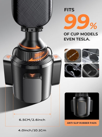LISEN Vehicle Cup Holder Phone Mount - Secure and Stable Holder for iPhone 15/14/13 Pro Max and Samsung Devices (4-7 inches)