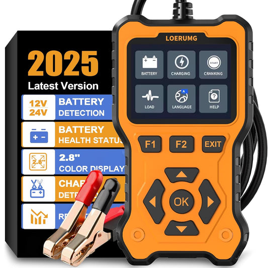 Professional Digital Battery Analyzer and Charging System Diagnostic Tool for 12V/24V Automotive, Truck, Marine, Motorcycle, SUV, and Boat Applications