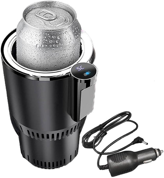 2-in-1 Smart Car Beverage Warmer and Cooler with Auto Insulation for Optimal Temperature Management (Black)