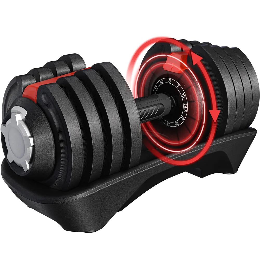 Adjustable 40 lb Dumbbell Set with Anti-Slip Handle and Storage Tray, Black