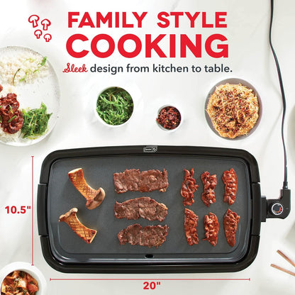 DASH Deluxe Everyday Electric Griddle with Removable Nonstick Cooking Plate, Dishwasher Safe, Includes Drip Tray and Recipe Book, 20” x 10.5”, 1500-Watt - Aqua