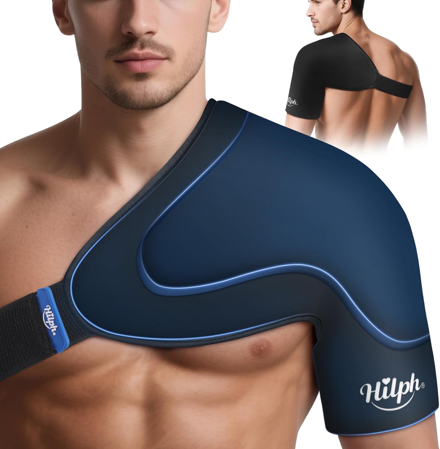 Hilph Adjustable Shoulder Ice Pack Wrap for Rotator Cuff Therapy - Reusable Hot/Cold Gel Pack for Pain Relief, Tendonitis Management, and Post-Operative Recovery