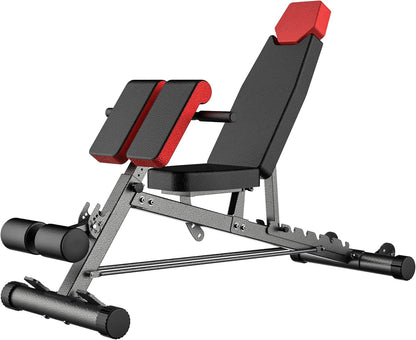 Finer Form Multi-Functional FID Weight Bench for Comprehensive Body Workouts – Hyper Back Extension, Roman Chair, Adjustable Ab Sit-Up Bench, Incline/Decline Bench, Flat Bench