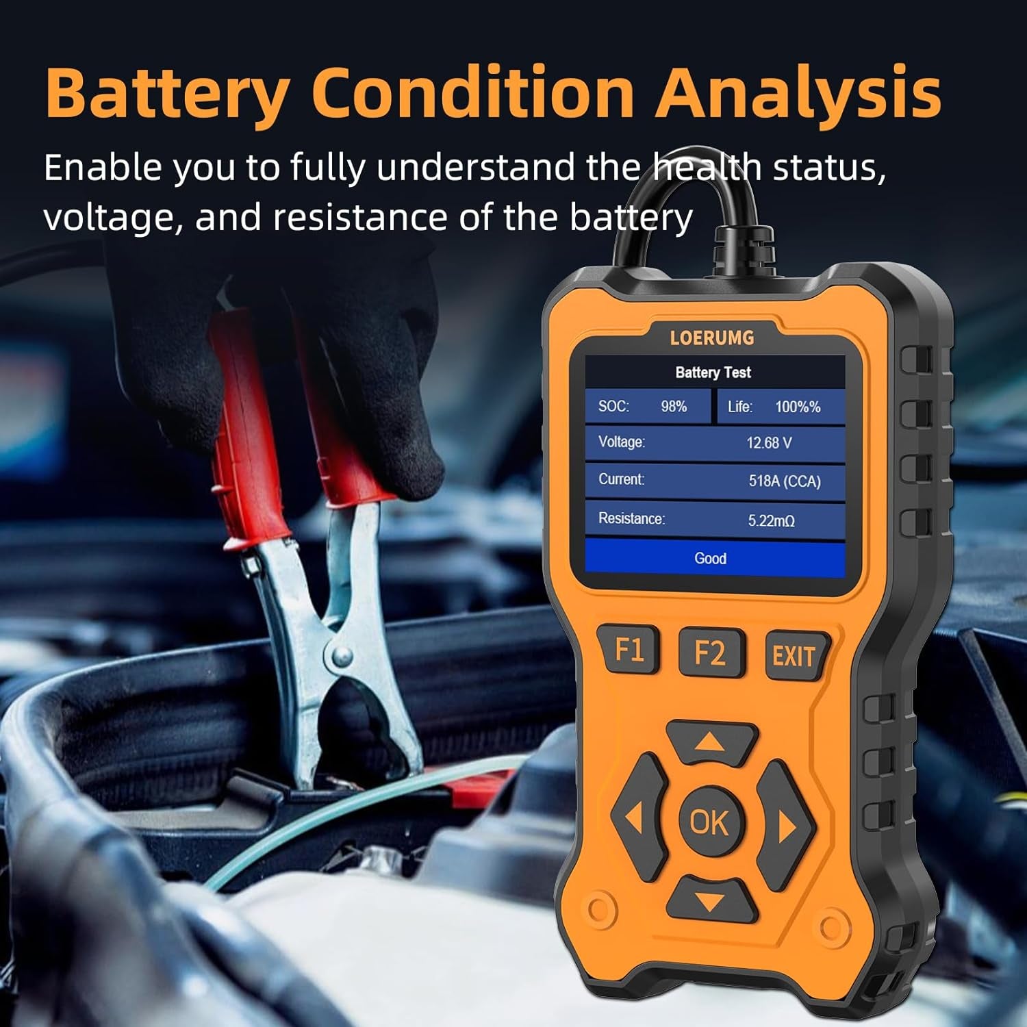 Professional Digital Battery Analyzer and Charging System Diagnostic Tool for 12V/24V Automotive, Truck, Marine, Motorcycle, SUV, and Boat Applications