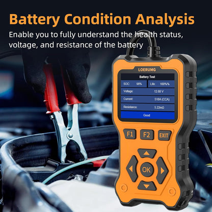Professional Digital Battery Analyzer and Charging System Diagnostic Tool for 12V/24V Automotive, Truck, Marine, Motorcycle, SUV, and Boat Applications