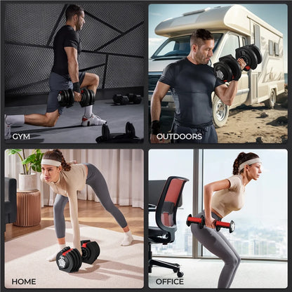 Adjustable 40 lb Dumbbell Set with Anti-Slip Handle and Storage Tray, Black