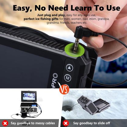 Fishpro® 2026 Enhanced 4.5'' True HD 1080P Underwater Fishing Camera - Ice Fishing Solution with 5,000mAh Battery, USB-C, IR+LED, and Fish Finder for Ice, Lake, and Kayak, 20M/66Ft
