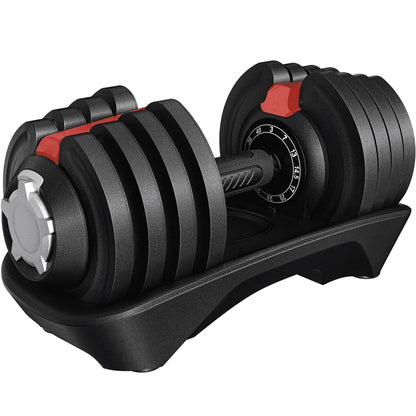 Adjustable 40 lb Dumbbell Set with Anti-Slip Handle and Storage Tray, Black