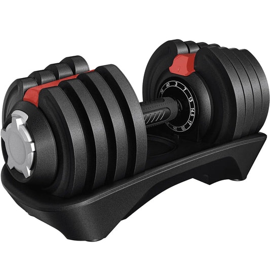 Adjustable 40 lb Dumbbell Set with Anti-Slip Handle and Storage Tray, Black