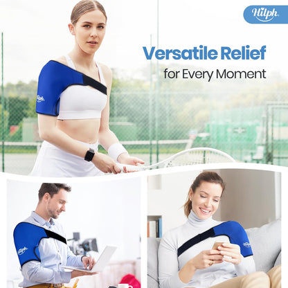 Hilph Adjustable Shoulder Ice Pack Wrap for Rotator Cuff Therapy - Reusable Hot/Cold Gel Pack for Pain Relief, Tendonitis Management, and Post-Operative Recovery