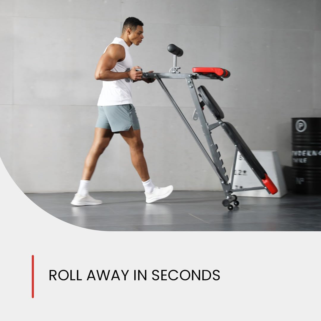 Finer Form Multi-Functional FID Weight Bench for Comprehensive Body Workouts – Hyper Back Extension, Roman Chair, Adjustable Ab Sit-Up Bench, Incline/Decline Bench, Flat Bench