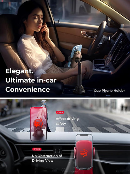 LISEN Vehicle Cup Holder Phone Mount - Secure and Stable Holder for iPhone 15/14/13 Pro Max and Samsung Devices (4-7 inches)