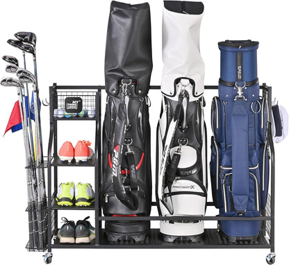 Mythinglogic Golf Storage Organizer: Premium Garage Rack for Golf Bags and Equipment