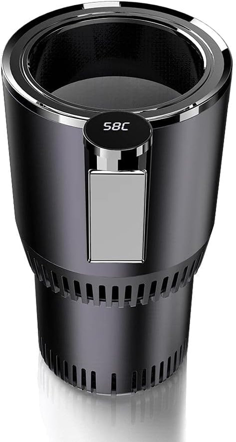 2-in-1 Smart Car Beverage Warmer and Cooler with Auto Insulation for Optimal Temperature Management (Black)