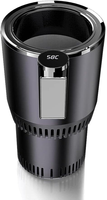 2-in-1 Smart Car Beverage Warmer and Cooler with Auto Insulation for Optimal Temperature Management (Black)