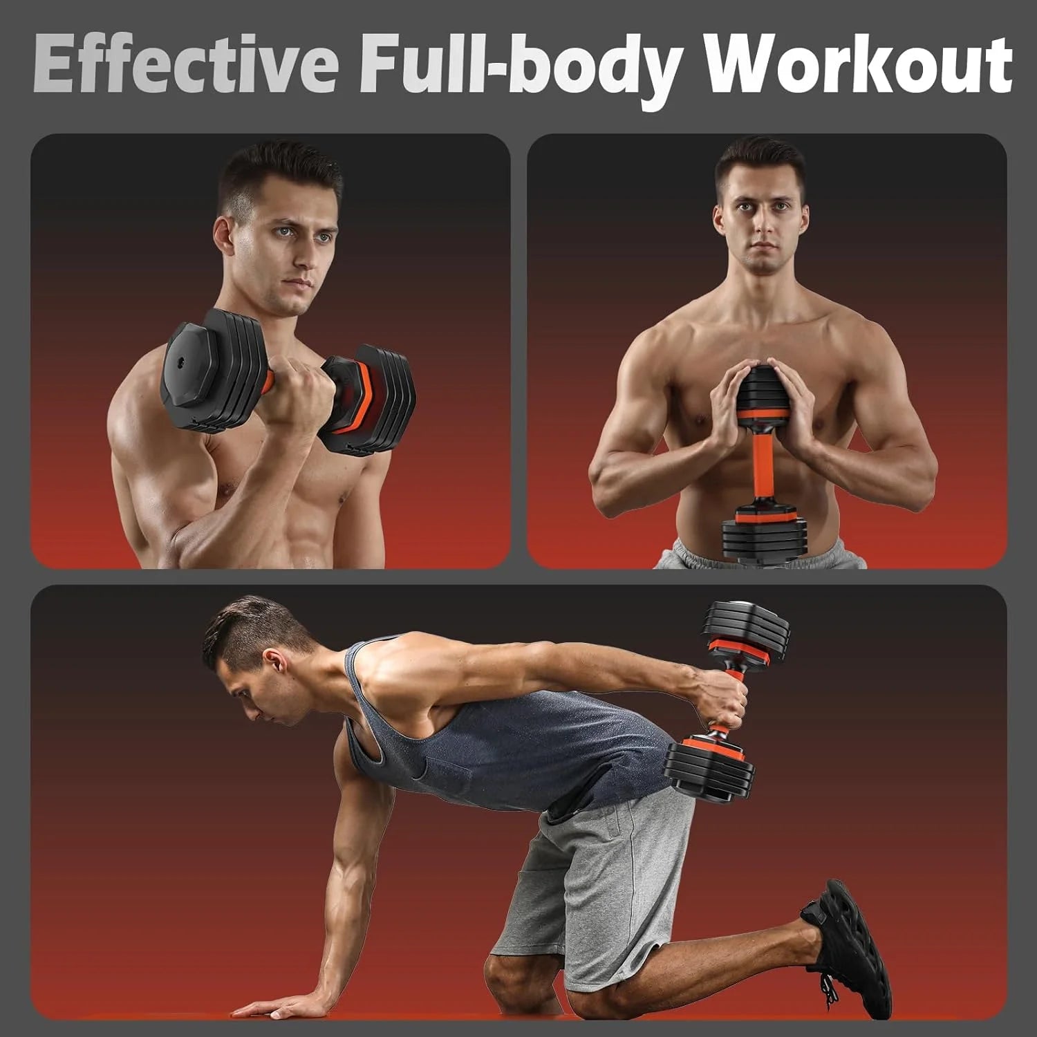 Adjustable Dumbbell Set - 25LB Pair with 5 Weight Options (5/10/15/20/25LB) and Anti-Slip Handle for Home Gym Fitness