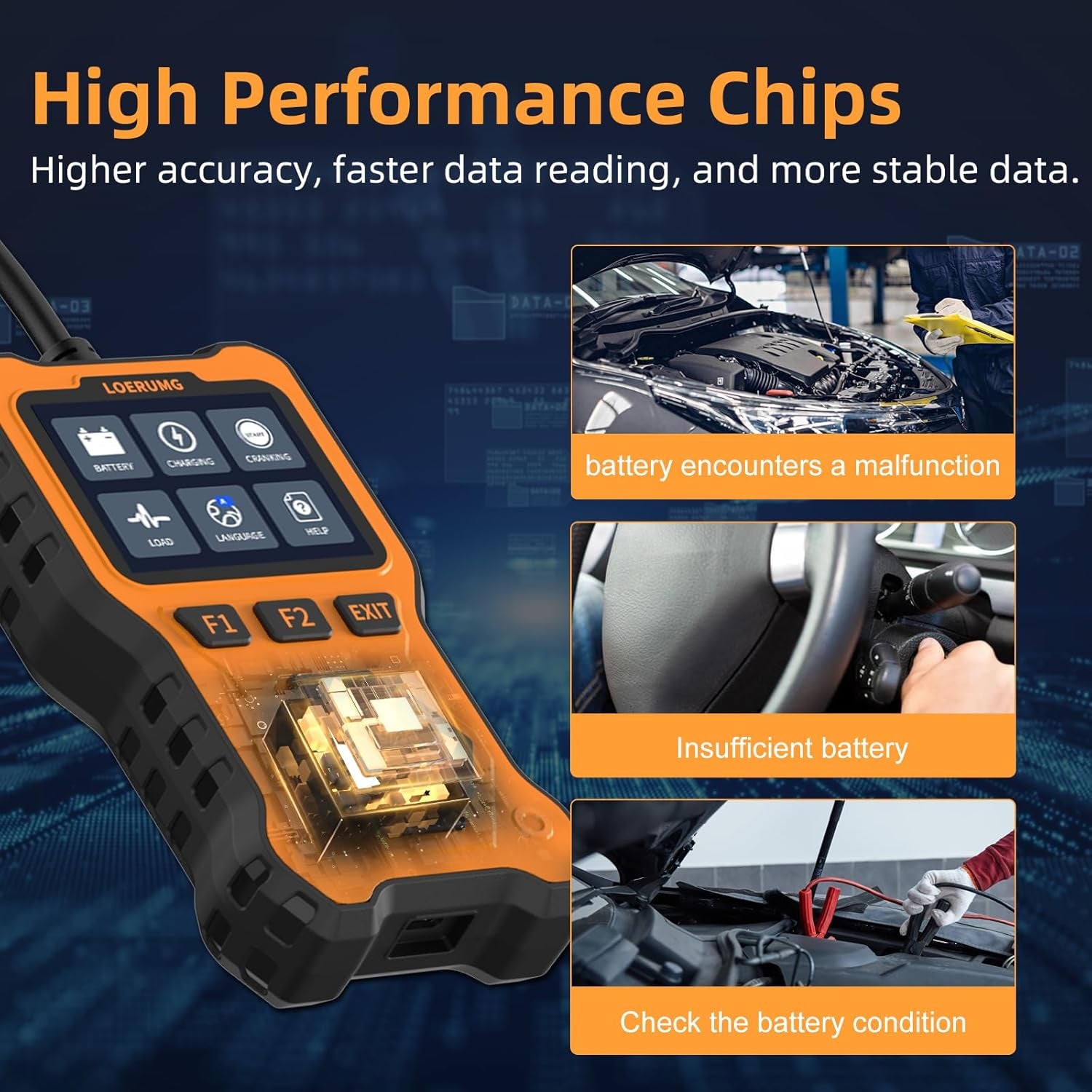 Professional Digital Battery Analyzer and Charging System Diagnostic Tool for 12V/24V Automotive, Truck, Marine, Motorcycle, SUV, and Boat Applications