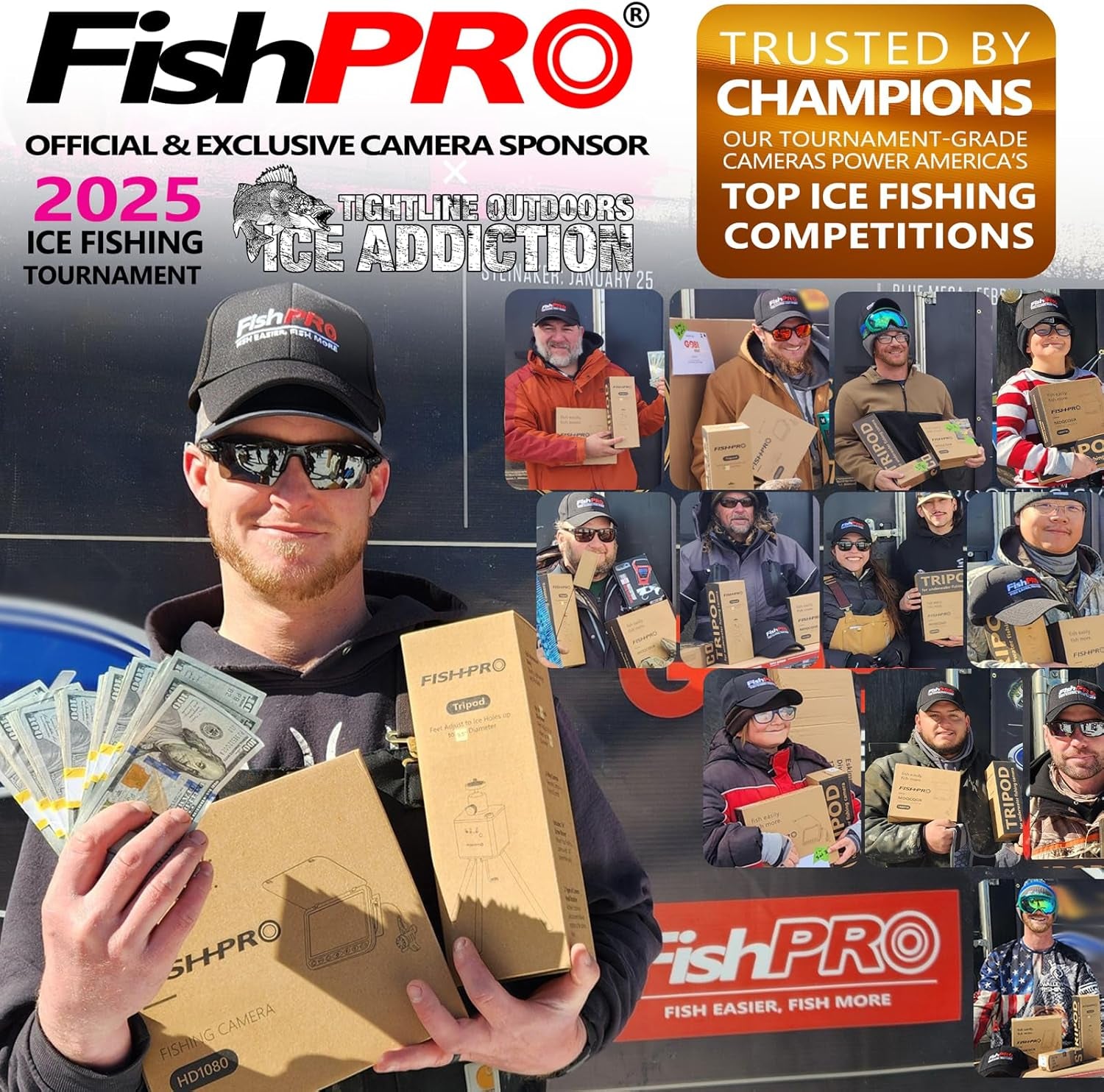 Fishpro® 2026 Enhanced 4.5'' True HD 1080P Underwater Fishing Camera - Ice Fishing Solution with 5,000mAh Battery, USB-C, IR+LED, and Fish Finder for Ice, Lake, and Kayak, 20M/66Ft