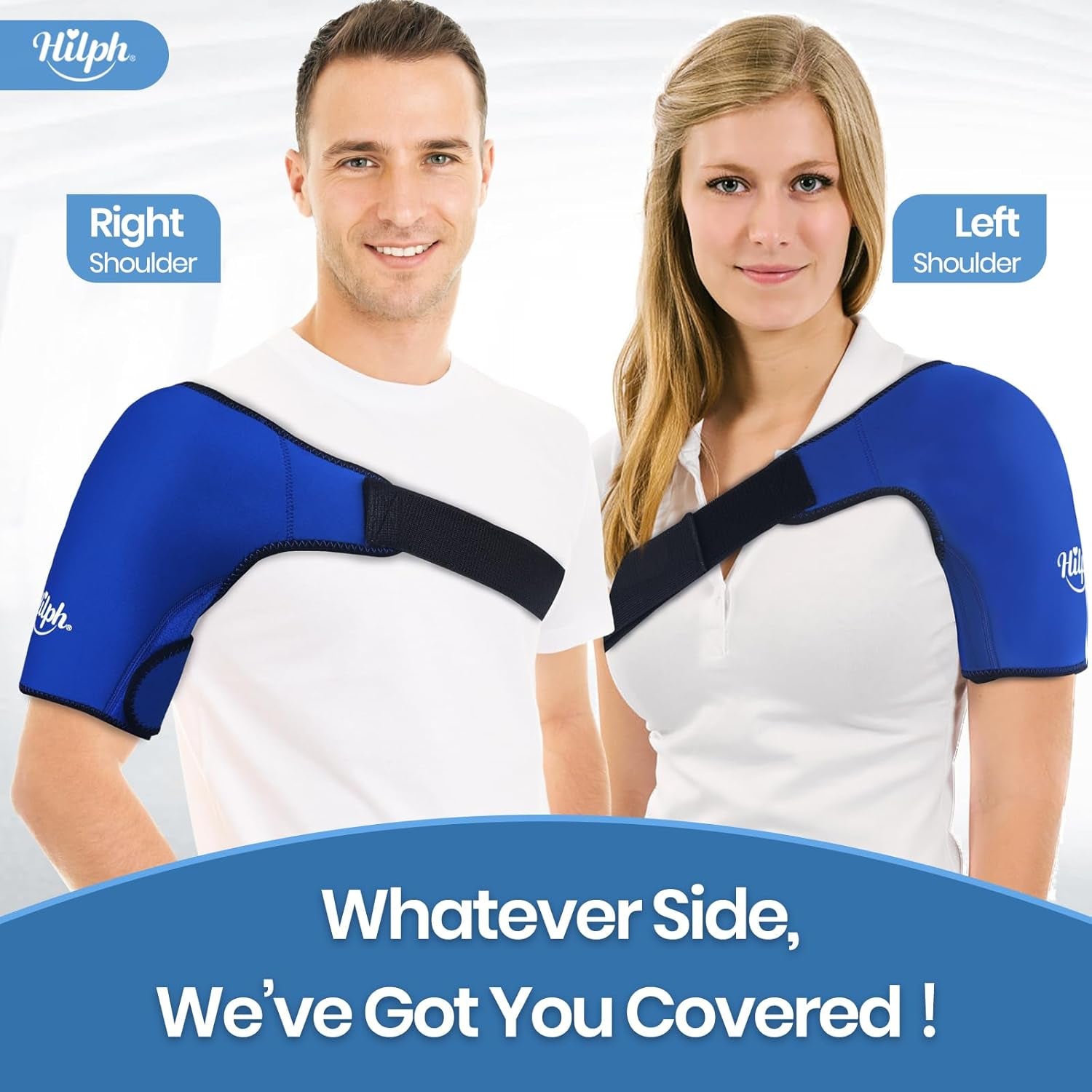 Hilph Adjustable Shoulder Ice Pack Wrap for Rotator Cuff Therapy - Reusable Hot/Cold Gel Pack for Pain Relief, Tendonitis Management, and Post-Operative Recovery