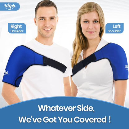 Hilph Adjustable Shoulder Ice Pack Wrap for Rotator Cuff Therapy - Reusable Hot/Cold Gel Pack for Pain Relief, Tendonitis Management, and Post-Operative Recovery