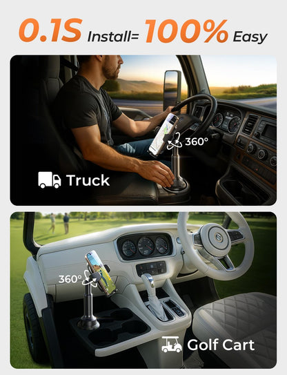LISEN Vehicle Cup Holder Phone Mount - Secure and Stable Holder for iPhone 15/14/13 Pro Max and Samsung Devices (4-7 inches)