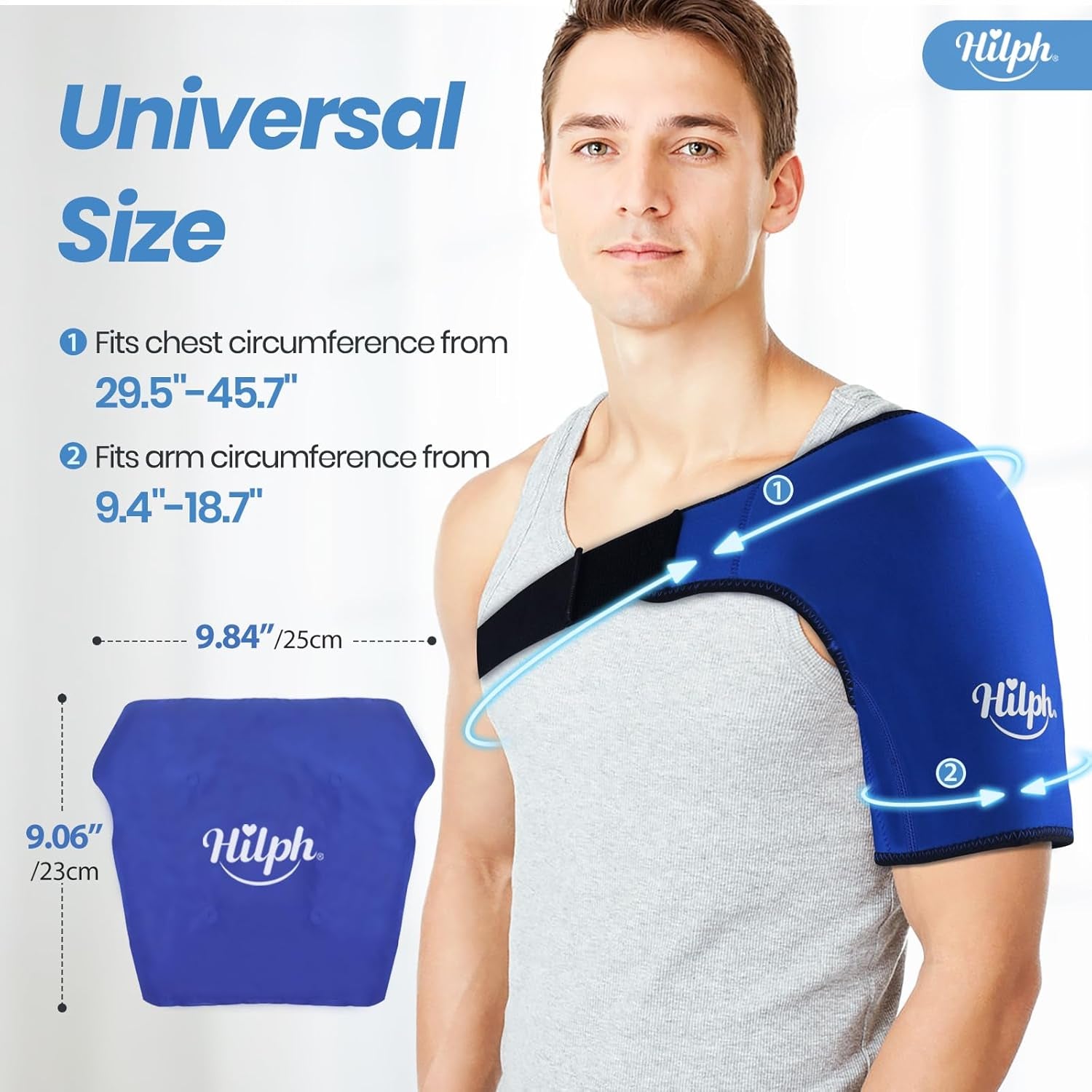 Hilph Adjustable Shoulder Ice Pack Wrap for Rotator Cuff Therapy - Reusable Hot/Cold Gel Pack for Pain Relief, Tendonitis Management, and Post-Operative Recovery