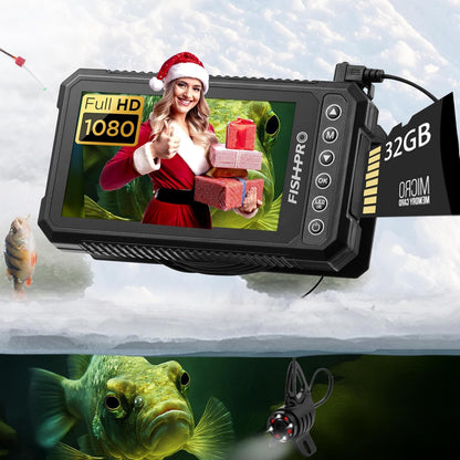 Fishpro® 2026 Enhanced 4.5'' True HD 1080P Underwater Fishing Camera - Ice Fishing Solution with 5,000mAh Battery, USB-C, IR+LED, and Fish Finder for Ice, Lake, and Kayak, 20M/66Ft